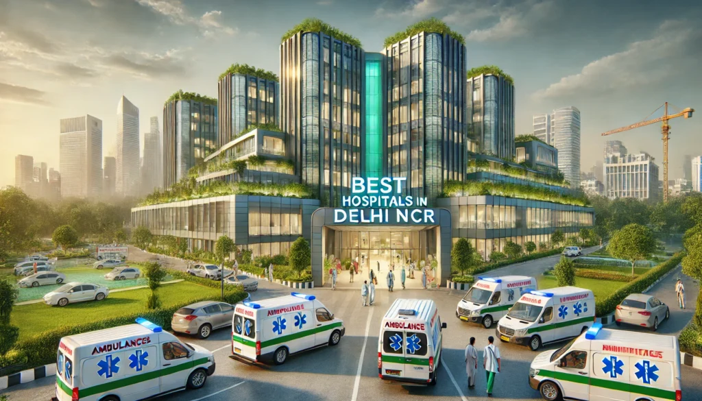 A high-quality digital illustration of the best hospitals in Delhi NCR... Best Heart Surgeons in Delhi